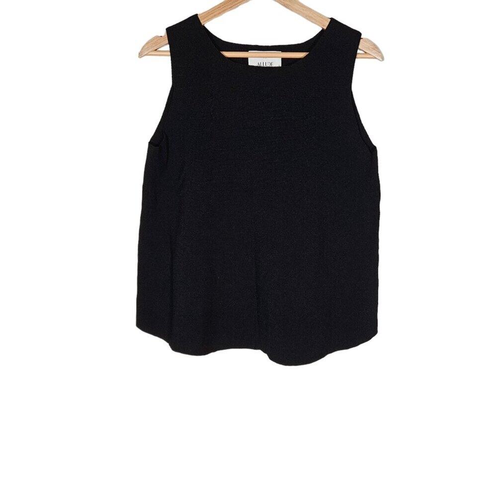 Allude Womens Tank Top Small Black Heavier Knit Sleeveless Cropped Minimalist